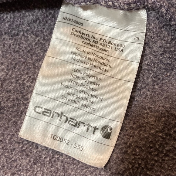 Woman’s Carhartt Purple Zip Up Hooded Sweatshirt Size Medium - Picture 9 of 11